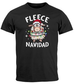 Herren T-Shirt Weihnachten Lustig Schaf Witz Wortspiel Fleece Navidad Printshirt Weihnachtsshirt Männer Moonworks®