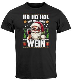 Herren T-Shirt Weihnachten Spruch Lustig Ho Ho Hol mir einen Wein Weihnachtsshirt Männer XMAS Moonworks®
