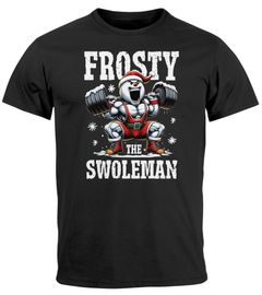 Herren T-Shirt Weihnachten Fitness Spruch lustig Schneemann Frosty the Swoleman XMAS Outfit Moonworks®