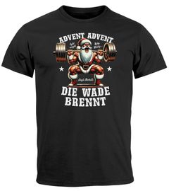Herren T-Shirt Weihnachten Fitness-Spruch Lustig Advent Advent die Wade brennt XMAS Outfit Männer Moonworks®