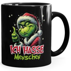 Tasse Weihnachten Grinch Ich mag keine Menschen XMAS Lustig Geschenkidee MoonWorks®