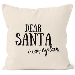 Kissenbezug Weihnachten Dear Santa I can explain Spruch lustig Kissen-Hülle Deko-Kissen Baumwolle MoonWorks®
