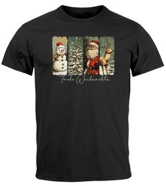 Herren T-Shirt Weihnachten Retro Design mit Schneemann Tannenbaum Santa Weihnachtsoutfit Moonworks®