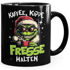 Tasse Weihnachten fallt aus Grinch Geschenkidee Weihnachtsmuffel Kaffebecher mit Aufdruck Lustig MoonWorks®