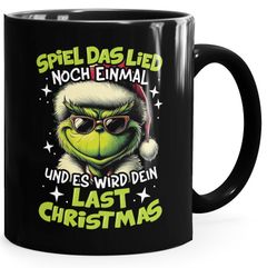 Tasse Weihnachten Grinch Geschenkidee Weihnachtsmuffel Kaffebecher mit Aufdruck Lustig MoonWorks®