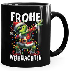 Tasse Frohe Weihnachten Weihnachtsnörgler Comic Stil Weihnachtsmuffel Aufdruck XMAS Print Geschenkidee MoonWorks®