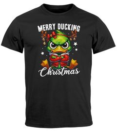 Herren T-Shirt Weihnachten Lustig Merry Ducking Christmas Ente Wortspiel XMAS Funshirt Männer Moonworks®