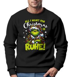 Sweatshirt Herren Weihnachtspullover Grinch Spruch Ruhe Weihnachtpulli Weihnachtsoutfit Männer Moonworks®