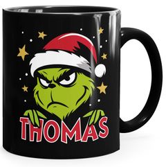 Tasse Weihnachten Grinch personalisierbar mit Name Wunschname Geschenkidee Weihnachtsmuffel MoonWorks®