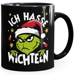 Tasse Weihnachten Grinch Spruch Lustig keine Menschen Geschenkidee Weihnachtsmuffel MoonWorks®