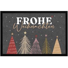 Fußmatte Frohe Weihnachten winterliches Skandi-Style Baum Design Weihnachtsfußmatte rutschfest & waschbar schwarz 60x40cm MoonWorks®
