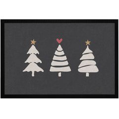 Fußmatte Winter Bäume Skandi Style Frohe Weihnachten rutschfest & waschbar schwarz 60x40cm MoonWorks®