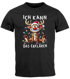 Herren T-Shirt Weihnachten Reniter Elch Comicstil XMAS Spruch Lusitg Outfit Männer Moonworks®