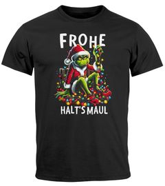 Herren T-Shirt Grinch Frohe Weihnachten Spruch Sarkasmus Schwarzer Humor XMAS Outfit Männer Moonworks®