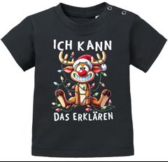 Baby Langarm-Shirt Weihnachten Lustig Rentier Weihnachtsshirt Bio-Baumwolle Junge/Mädchen MoonWorks®