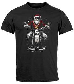 Herren T-Shirt Weihnachten Bad Santa Biker Style Motorrad HoHoHo Fashion Streetstyle Neverless®