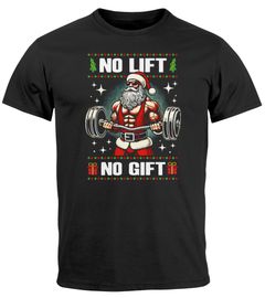Herren T-Shirt Weihnachten Spruch lustig Fitness No Lift No Gift Santa XMAS Geschenk Fitness Fans Moonworks®