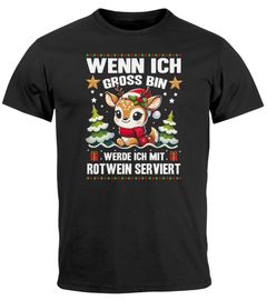 Herren T-Shirt Weihnachten Spruch Sarkasmus Rehkitz Rotwein XMAS Outfit Männer Moonworks®