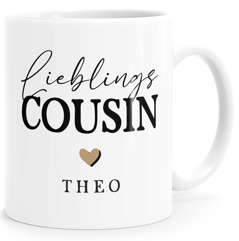 Kaffeetasse Lieblings Cousin Cousine mit Herz personalisierte Tasse Individuelle Namenstasse SpecialMe®