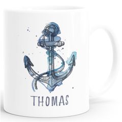 personalisierte Kaffee-Tasse mit Namen Anker Namenstasse persönliche Geschenke für Männer SpecialMe®