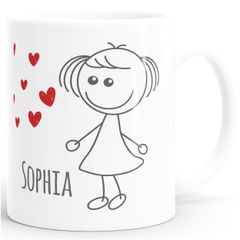personalisierte Kaffee-Tasse mit Namen Liebes-Paar Strichmännchen Liebesgeschenke Valentinstag Weihnachten (1 Tasse) SpecialMe®