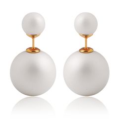 Doppel Perlen Ohrringe Perlenohrringe Ohrstecker mit Perle doppelt matt pastell 2 Perlen