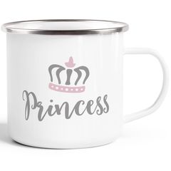 Emaille-Tasse Becher Partner Pärchen Paare Aufdruck Princess Prince Kaffeetasse Moonworks®