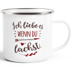 Emaille-Tasse Ich liebe es wenn du lachst Liebes-Geschenk Partner Freund Freundin Weihnachten Valentinstag Moonworks®