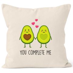 Kissen-Bezug Avocado - You complete me Kissen-Hülle Deko-Kissen Baumwolle Valentinstagsgeschenk MoonWorks®