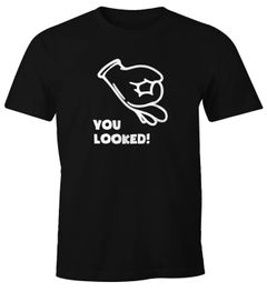 Herren T-Shirt Comic Hand Look Hole Game Fun-Shirt Moonworks®