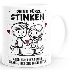 Tasse mit Spruch Lustig Valentinstag Jahrestag Deine Fürze stinken Liebes-Geschenk Mann Frau SpecialMe®