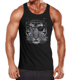Herren Tank-Top Tiger Eye Patch Tigerkopf Muskelshirt Muscle Shirt Achselshirt Neverless®