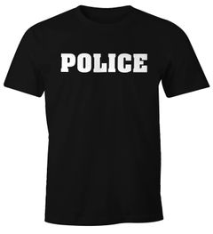 Herren T-Shirt Fasching Police Polizei Faschings-Shirt Kostüm Verkleidung Karneval Fun-Shirt Moonworks®