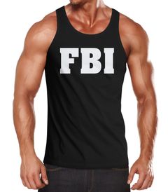 Herren Tanktop FBI Aufdruck Faschings-Shirt Kostüm Verkleidung Karneval Fun-Shirt Muskelshirt Moonworks®