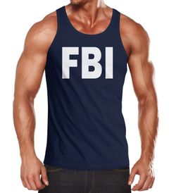 Herren Tanktop FBI Fun-Shirt Faschings-Shirt Kostüm Verkleidung Karneval Muskelshirt Moonworks®