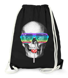 Turnbeutel Gym Bag - Skull Lolly Hippie Retro 70er Totenkopf - Moonworks®