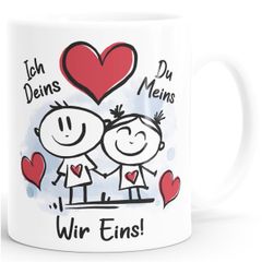Kaffee-Tasse Liebe verliebte Strichmännchem Spruch Ich Deins Du Meins Herz Geschenk Valentinstag Jahrestag SpecialMe®