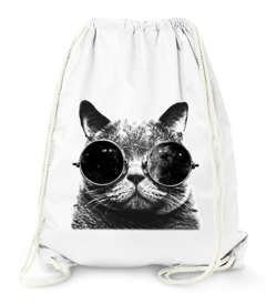 Turnbeutel Gym Bag - Galaxy Cat Katze mit Sonnenbrille Sunglasses Hipster - Moonworks®