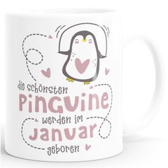 Kaffeetasse Die Schönsten Pinguine werden im {style_variation} geboren Geschenk zum Geburtstag SpecialMe®