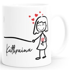 Kaffee-Tasse mit Namen Liebes-Paar Strichmännchen Motiv personalisierbar Liebesgeschenke Valentinstag Weihnachten (1 Tasse) SpecialMe®