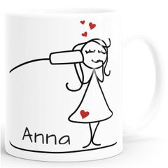 Kaffee-Tasse mit Namen Liebes-Paar Strichmännchen Motiv personalisierbar Liebesgeschenke Valentinstag Weihnachten (1 Tasse) SpecialMe®