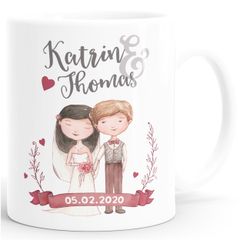 personalisierte Kaffeetasse Tasse Hochzeit Brautpaar Motiv anpassbare Namen Fototasse/Namenstasse personalisierte Geschenke SpecialMe®