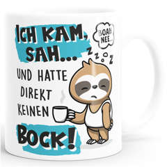Kaffee-Tasse Faultier Kein Bock Spruch Arbeit Anti Motivation Bürotasse lustige Kaffeebecher MoonWorks®