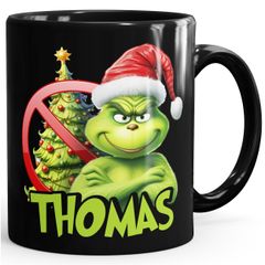 Kaffee-Tasse Grinch Weihnachten Mann Frau Paar mit Namen personalisierbar Geschenk lustig Weihnachtsmuffel MoonWorks®