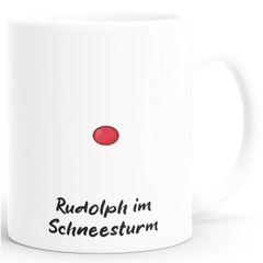 Kaffee-Tasse Rentier Rudolph im Schneesturm Weihnachtstasse lustig Meme Witz MoonWorks®