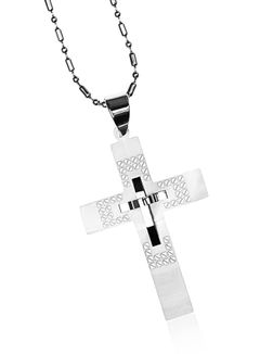 Halskette Herren Edelstahl Kette Kugelkette Anhänger Kreuz