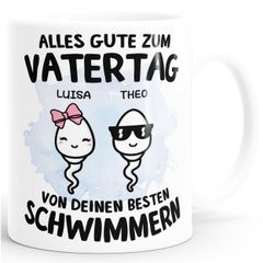 Tasse Papa Alles Gute zum Vatertag deine besten Schwimmer personalisiert mit 1 2 3 4 Kinder Namen Moonworks®