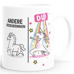 Kaffee-Tasse Einhorn Geschenk Erzieherin Abschied Kita Kindergarten Andere Erzierinnen Du Moonworks®