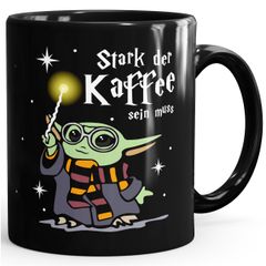 Kaffee-Tasse Baby- Spruch lustig Stark der Kaffee sein muss Geschenk Kaffeeliebhaber Bürotasse Moonworks®