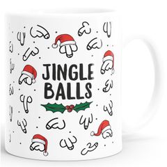 Kaffee-Tasse Jingle Balls Penis Muster Weihnachten Pimmel mit Weihnachtsmütze Bürotasse lustige Geschenke MoonWorks®